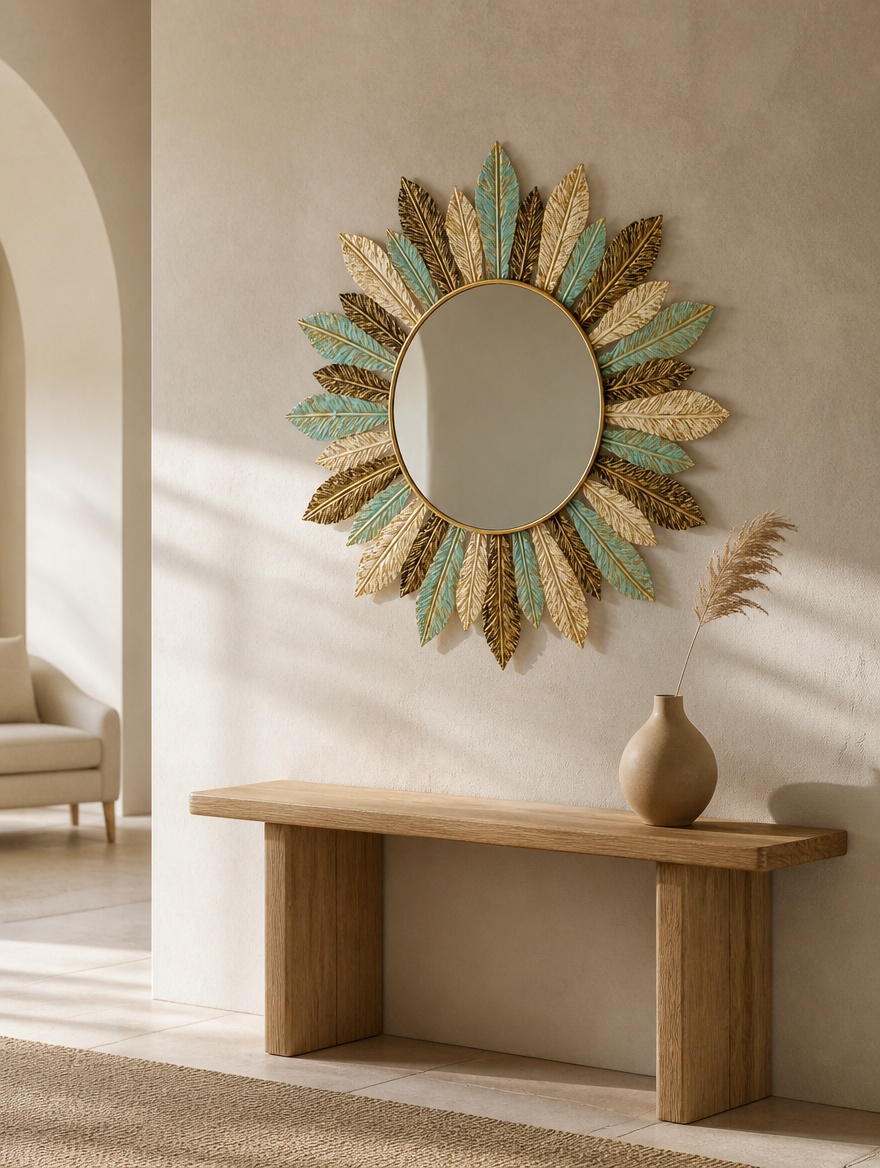 Aurelio mirror above console table