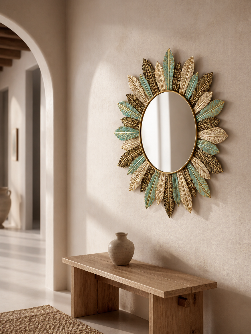 Aurelio mirror in hallway