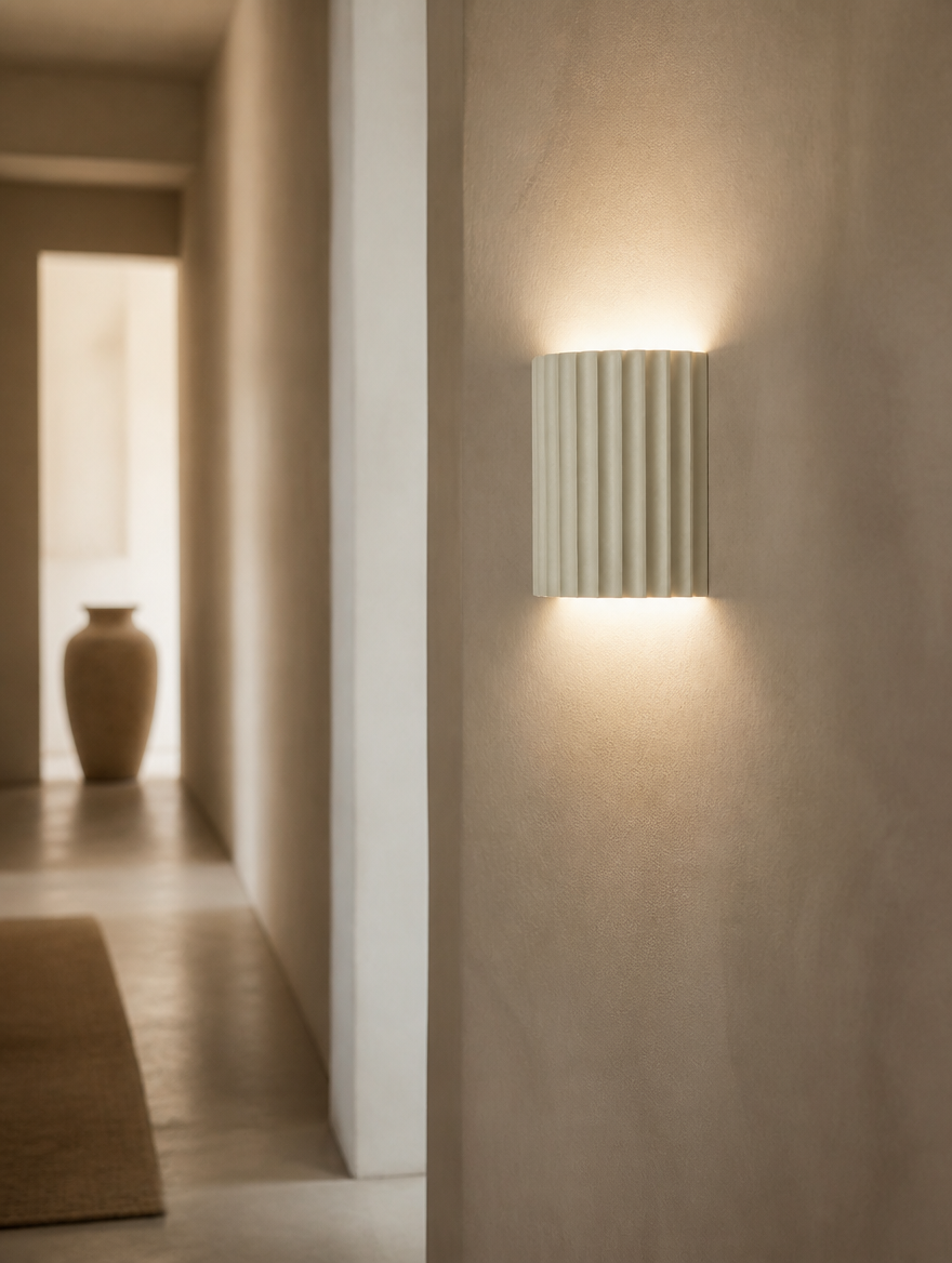 Nordvik lamp glowing in hallway