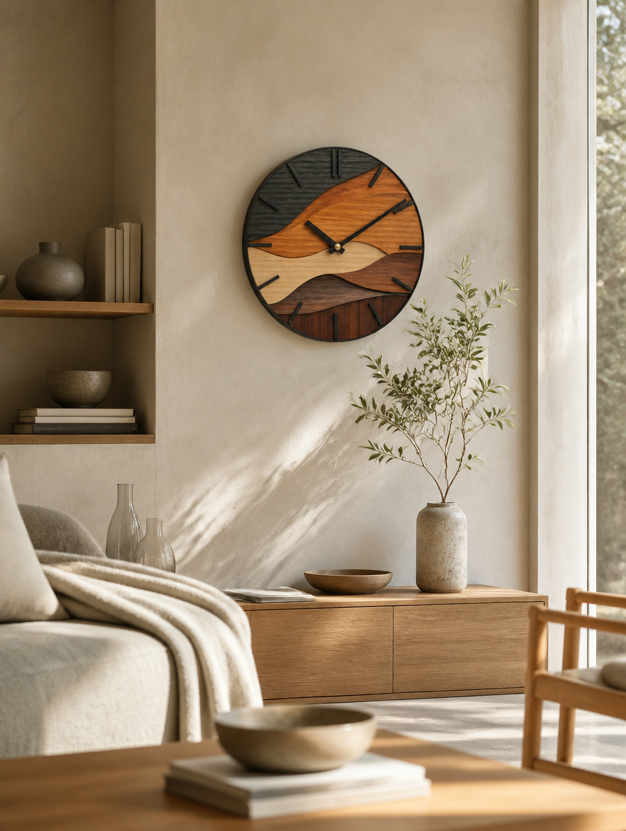 Silento clock as living room focal point