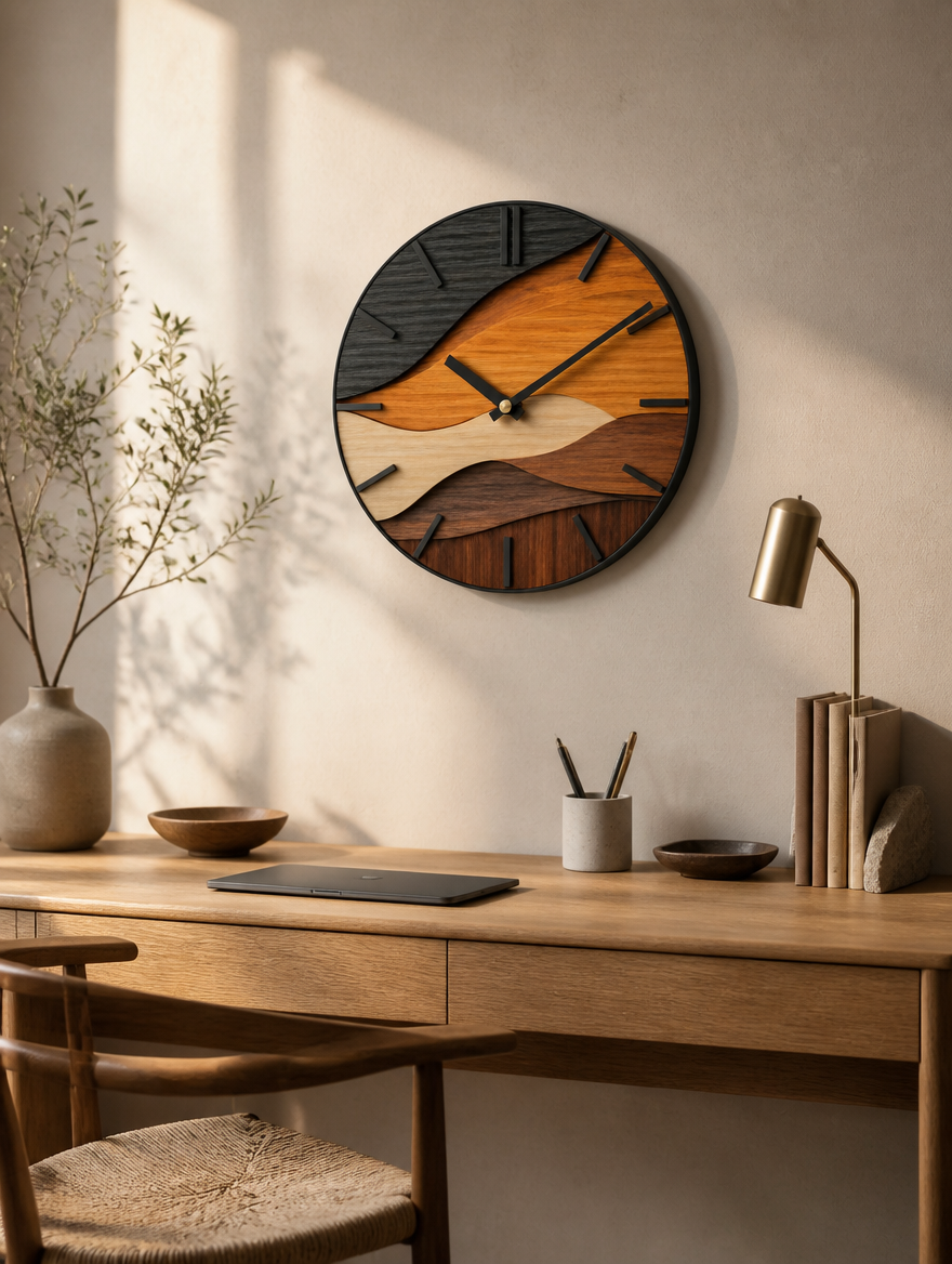 Silento clock above office desk